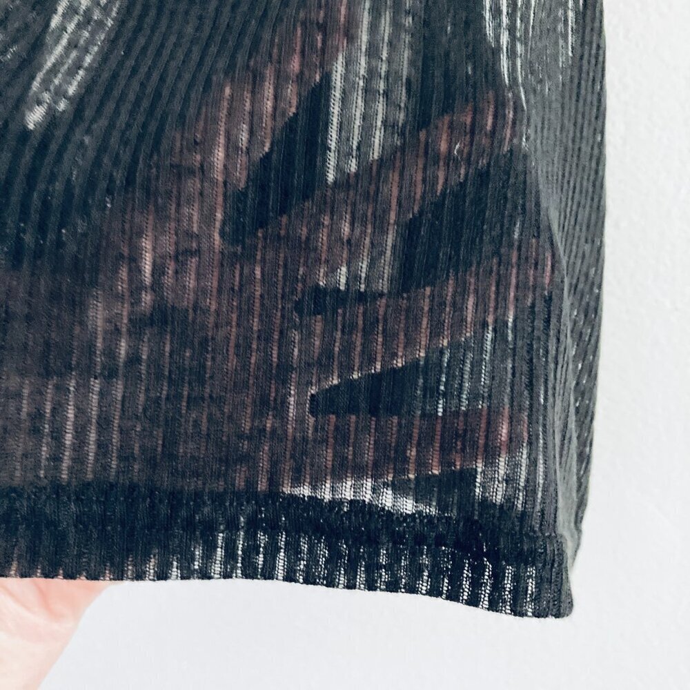 Black Cropped Sheer Ribbed Racer Back Tank Top - Picture 5 of 6